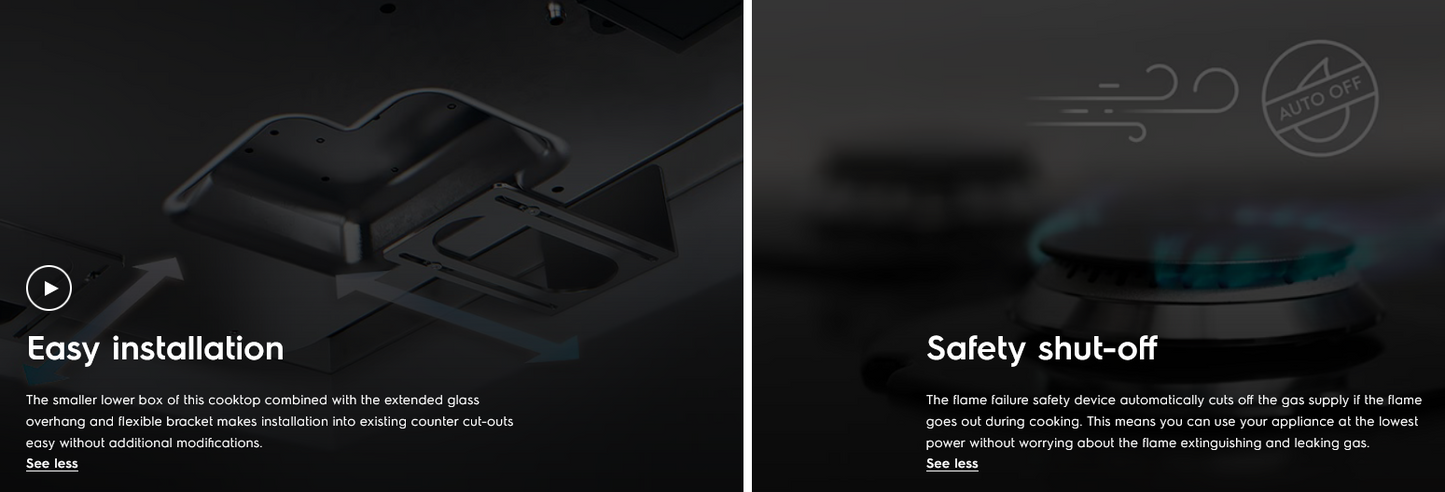 Electrolux EHG8241GE 80cm UltimateTaste 500 Built-in Gas Hob with 2 Cooking Zones