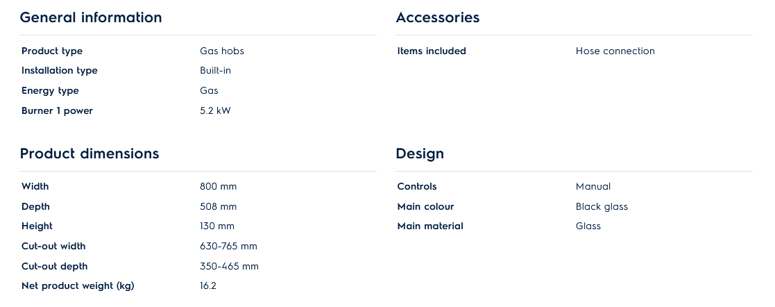 Electrolux EHG8241GE 80cm UltimateTaste 500 Built-in Gas Hob with 2 Cooking Zones