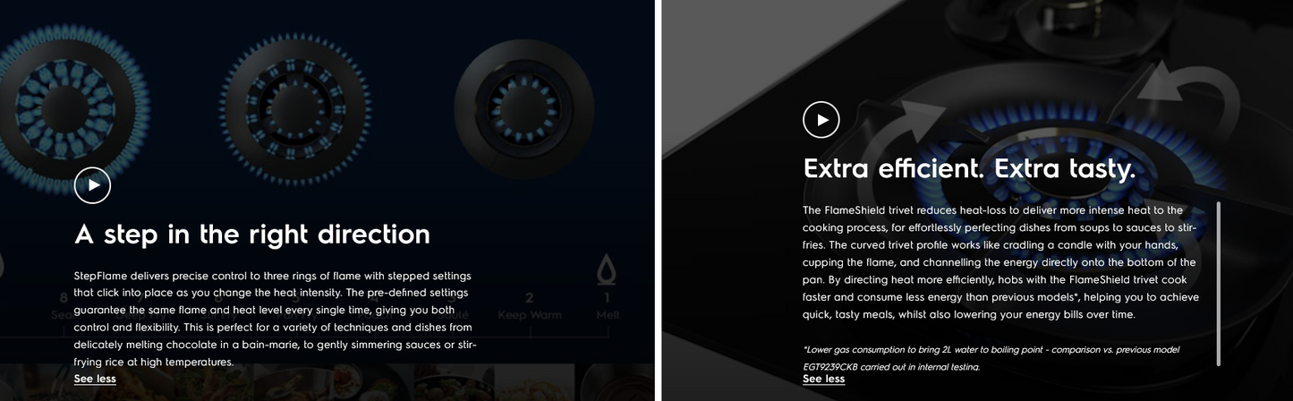 Electrolux EHG9251BC 90cm UltimateTaste 700 Built-in Gas Hob with 2 Cooking Zones