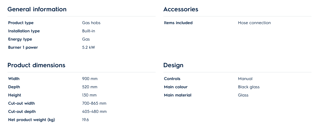 Electrolux EHG9351BC 90cm UltimateTaste 700 Built-in Gas Hob with 3 Cooking Zones
