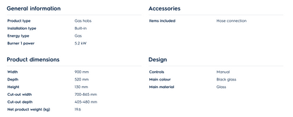 Electrolux EHG9351BC 90cm UltimateTaste 700 Built-in Gas Hob with 3 Cooking Zones