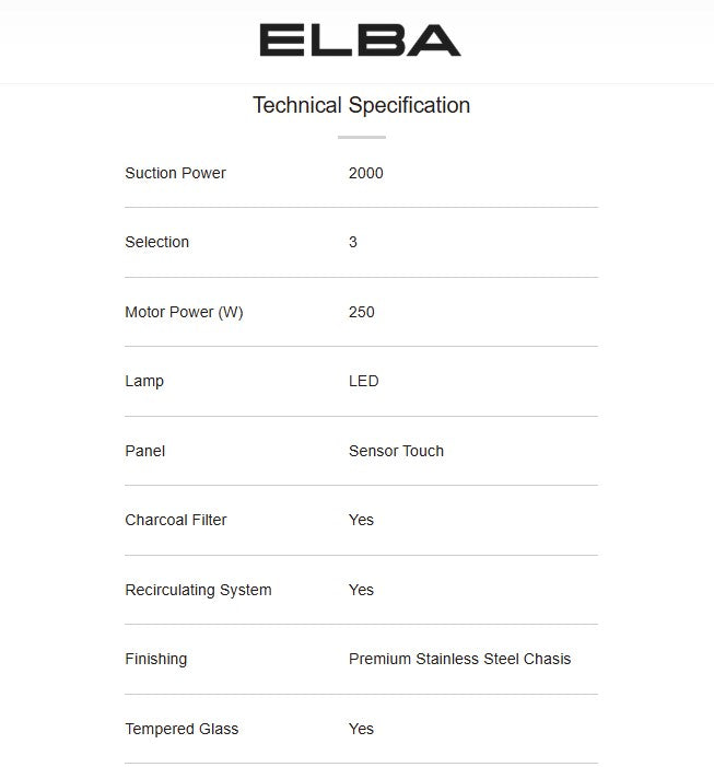 Elba Designer Hood EH-Q9633ST(SS) / EHQ9633STSS Cooker Hood