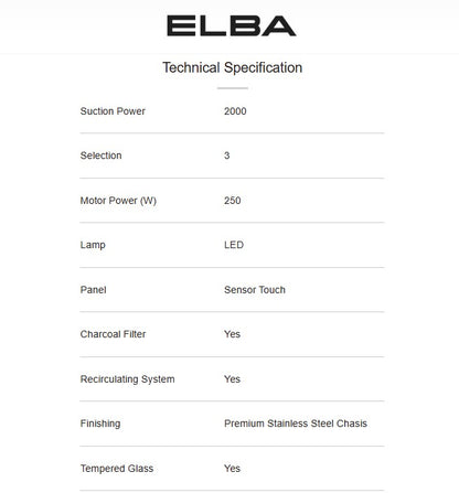 Elba Designer Hood EH-Q9633ST(SS) / EHQ9633STSS Cooker Hood