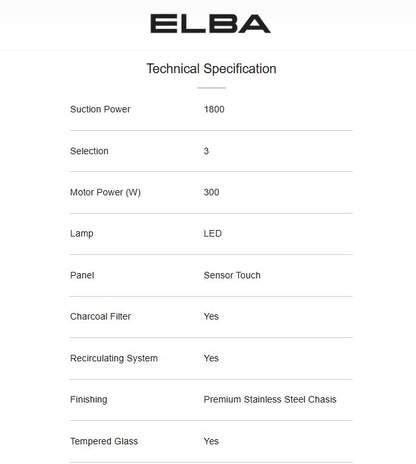 Elba Cooker Hood EH-R9033(BK) / EHR9033BK Hood Chimney