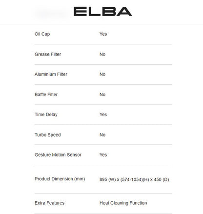 Elba Cooker Hood EH-R9033(BK) / EHR9033BK Hood Chimney