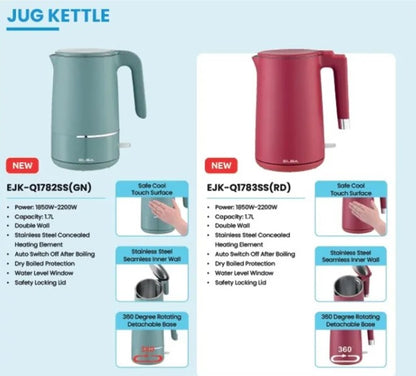 Elba 1.7L Jug Kettle Stainless Steel EJK-Q1782SS(GN) Green / EJKQ1782SSGN