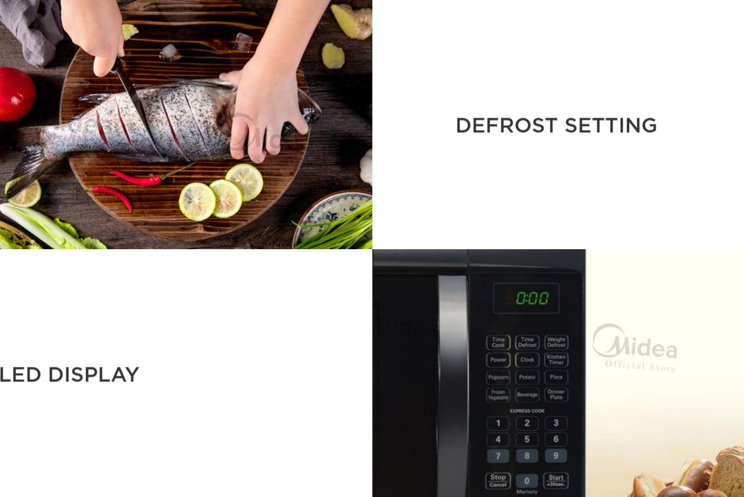 Midea EM825AGS Microwave Oven EM825AGS-BK 25L with LED Display (Black)