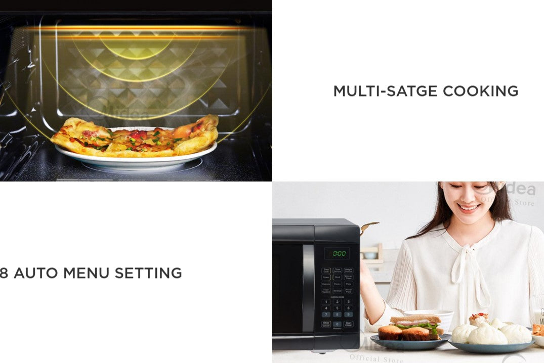 Midea EM825AGS Microwave Oven EM825AGS-BK 25L with LED Display (Black)