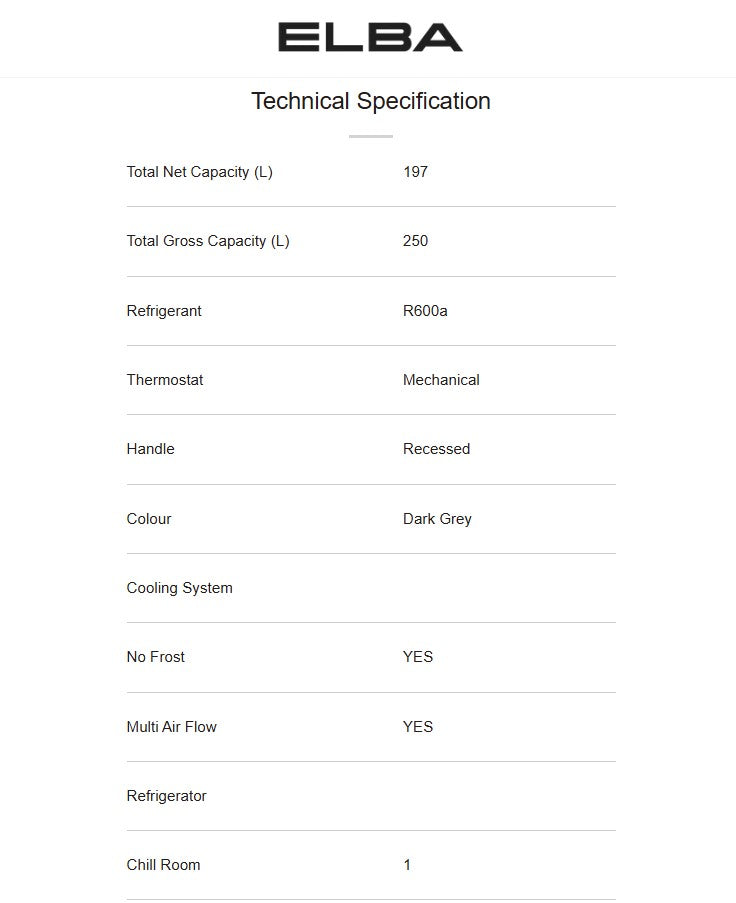 Elba 250L ER-Q2638(SV) 2 Door Fridge / ERQ2638SV
