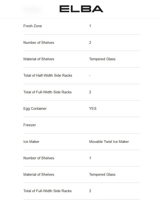 Elba 250L ER-Q2638(SV) 2 Door Fridge / ERQ2638SV