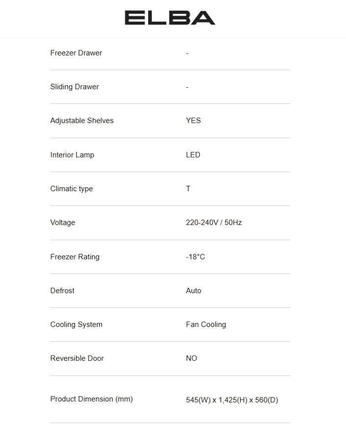Elba 250L ER-Q2638(SV) 2 Door Fridge / ERQ2638SV