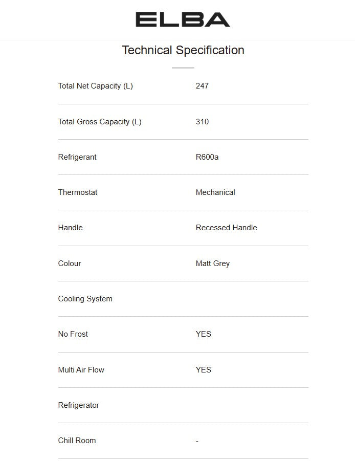 Elba 310L 2 Door Fridge ER-Q3157IN(GR) Inverter / ERQ3157INGR