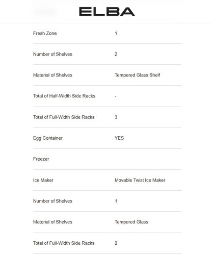 Elba 310L 2 Door Fridge ER-Q3157IN(GR) Inverter / ERQ3157INGR