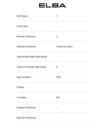 ELBA 185L Refrigerator ER-N1854(SV) / ERN1854SV (Silver)