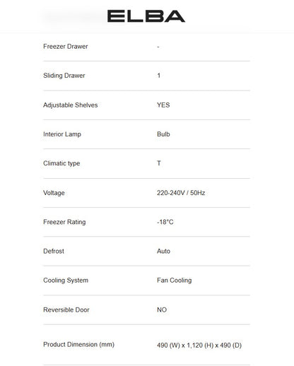 ELBA 185L Refrigerator ER-Q1856(GR) / ERQ1856GR (Grey)