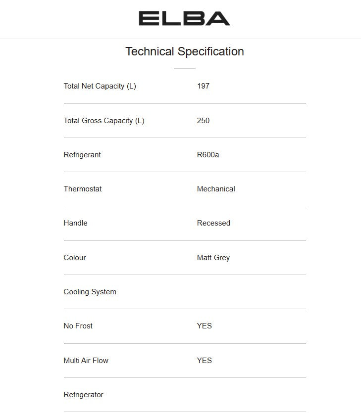 Elba 250L ER-Q2557IN(GR) 2 Door Fridge Inverter ERQ2557INGR