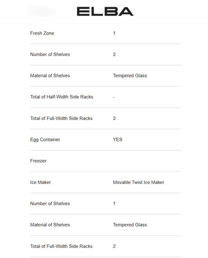 Elba 250L ER-Q2557IN(GR) 2 Door Fridge Inverter ERQ2557INGR