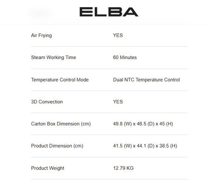 Elba 20L Combi Steam Oven ESGO-N2016SD(MG) / ESGON2016SDMG All in One