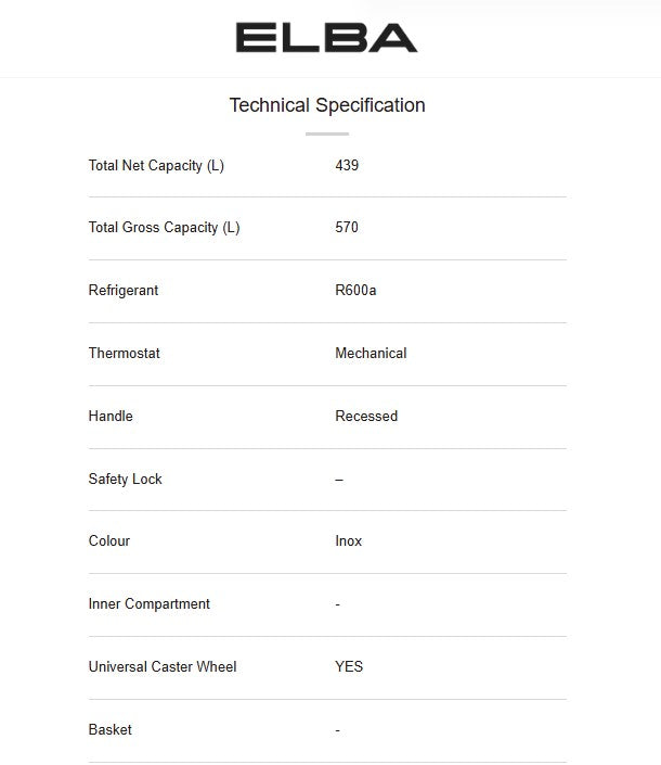 ELBA 570L Upright Freezer EUF-K5744FF(SV) (Metallic Grey) /  EUFK5744FFSV