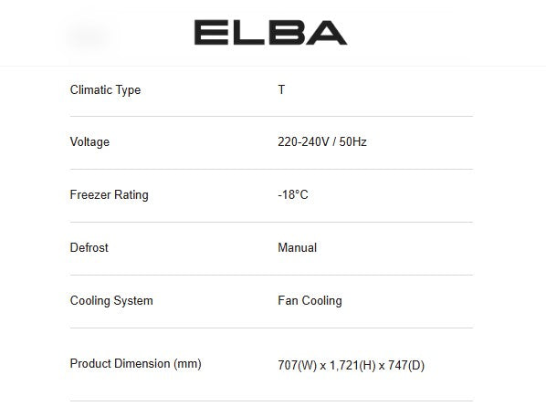 ELBA 570L Upright Freezer EUF-K5744FF(SV) (Metallic Grey) /  EUFK5744FFSV