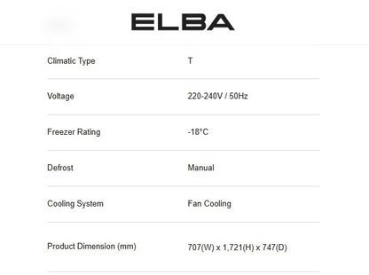 ELBA 570L Upright Freezer EUF-K5744FF(SV) (Metallic Grey) /  EUFK5744FFSV
