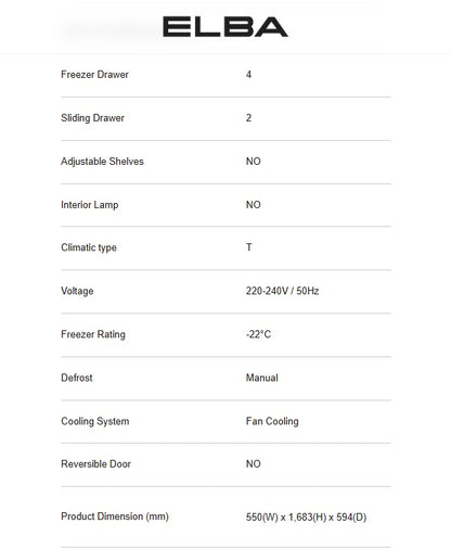 Elba 270L Upright Freezer EUF-Q2750FF(GR) No Frost EUFQ2750FFGR