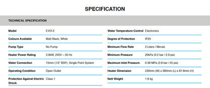 Alpha Water Heater No Pump Evo-e /  Evoe (Ivory White)