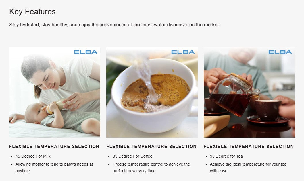 Elba 2.5L Water Dispenser EWD-Q2533D(BG) / EWDQ2533DBG 1350W