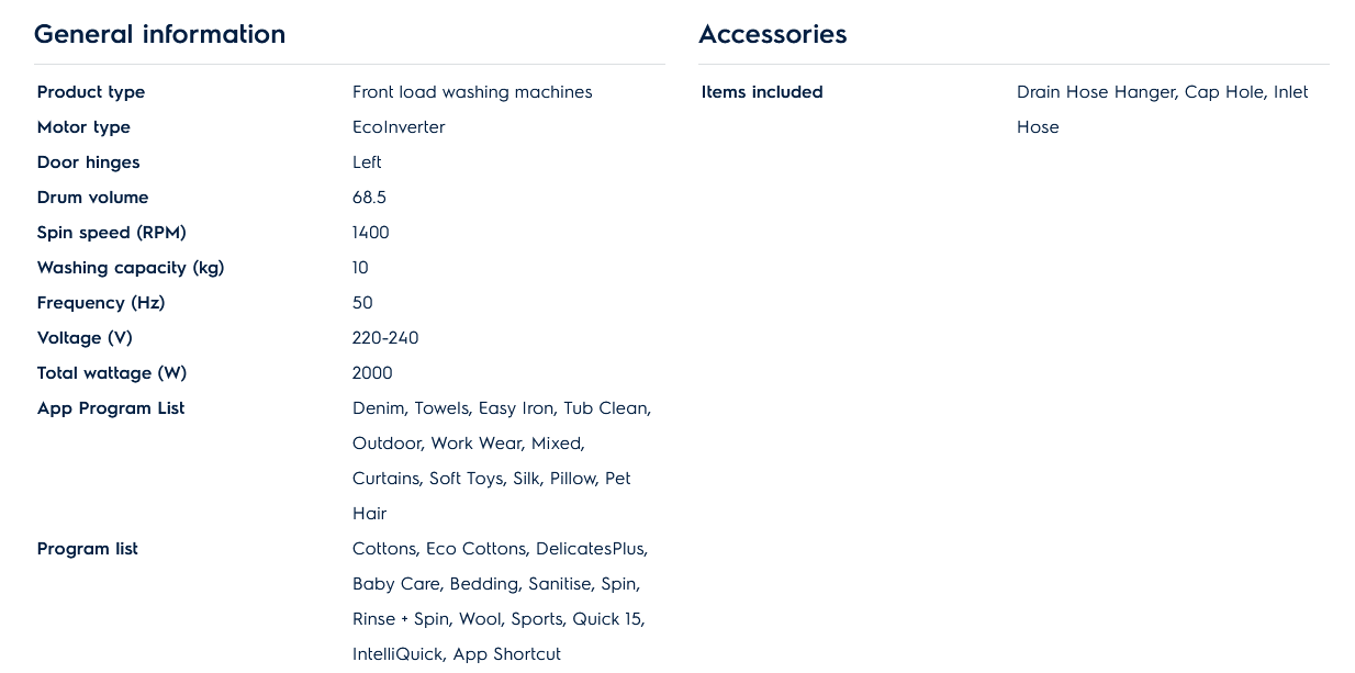 Electrolux EWF1043R7SC 10kg Washer UltimateCare 700 Front Load Washing Machine