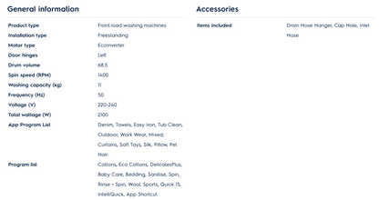 Electrolux EWF1143R7SC 11kg Washer UltimateCare 700 Front Load Washing Machine