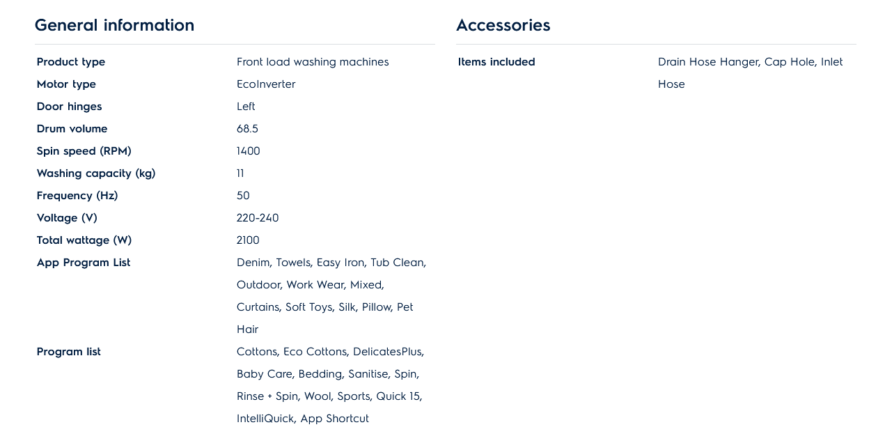 Electrolux EWF1143R7WC 11kg Washer UltimateCare 700 Front Load Washing Machine