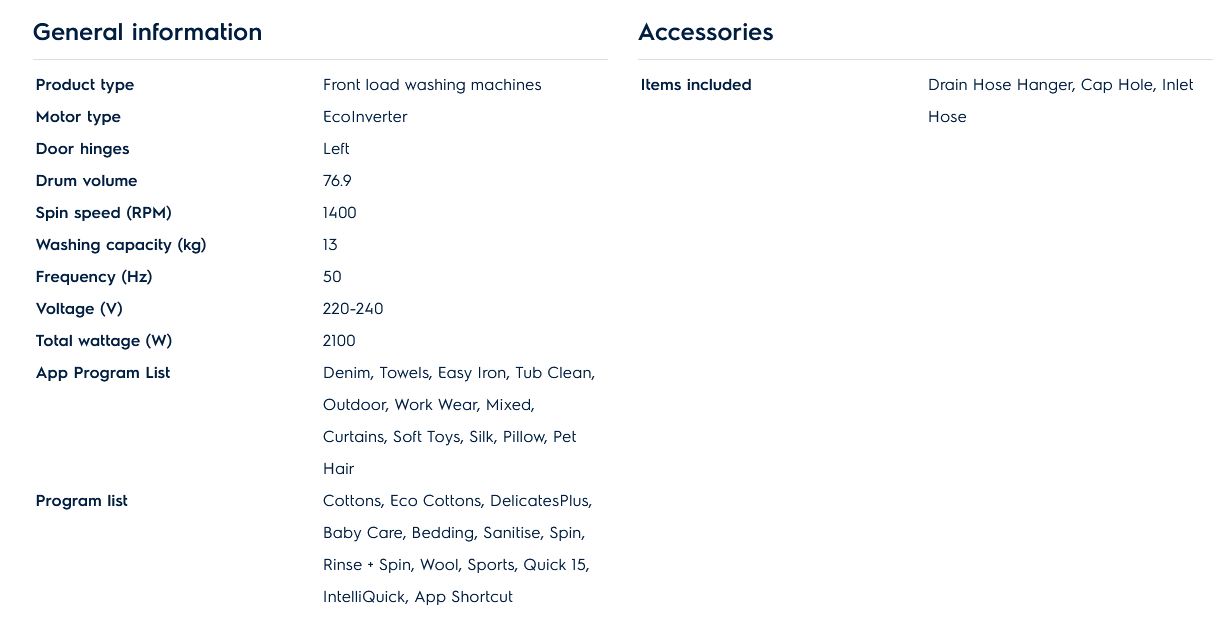 Electrolux EWF1343R7WC 13kg Washer UltimateCare 700 front Load Washing Machine