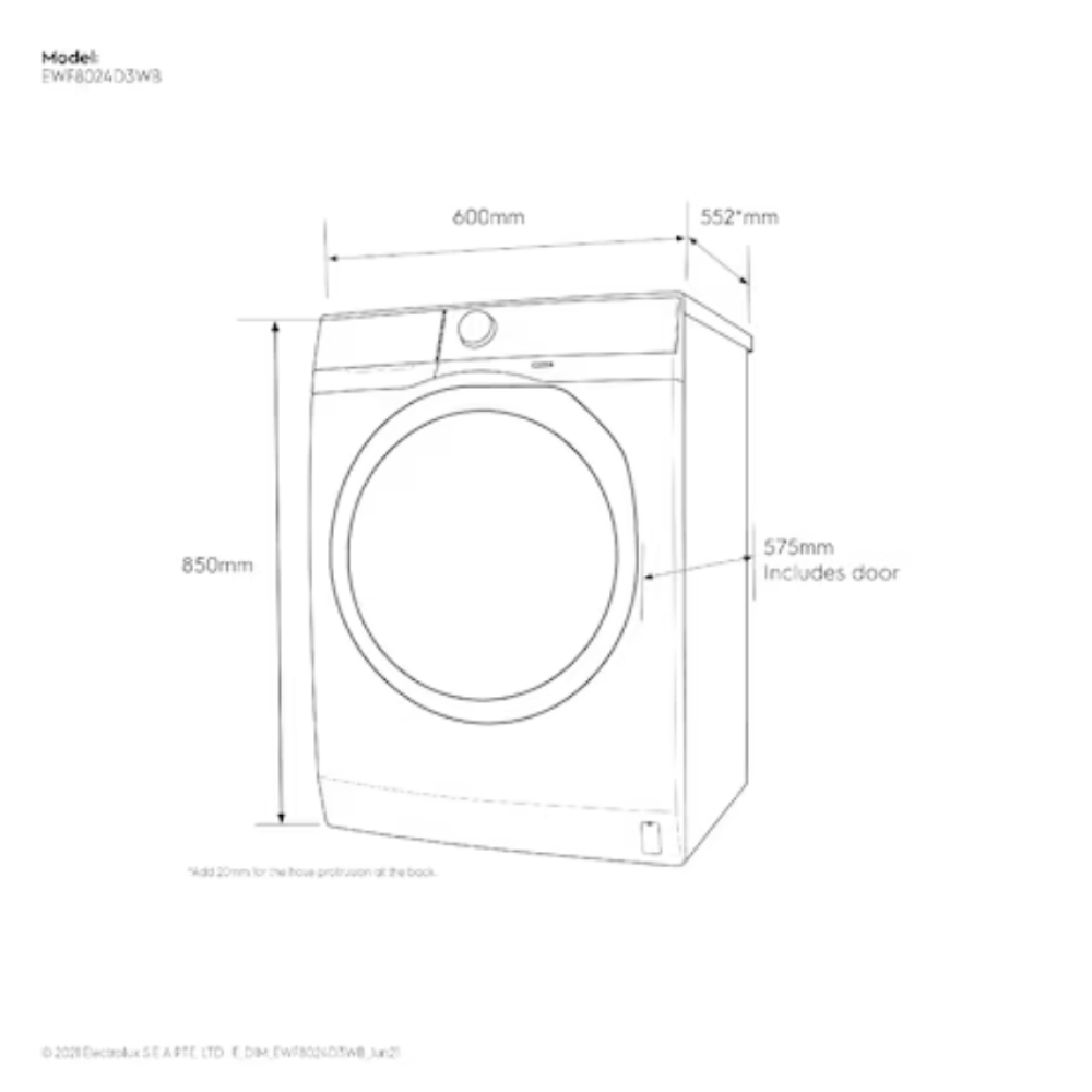 Electrolux EWF8024D3WC 8kg Washer UltimateCare 300 Front Load Washing Machine