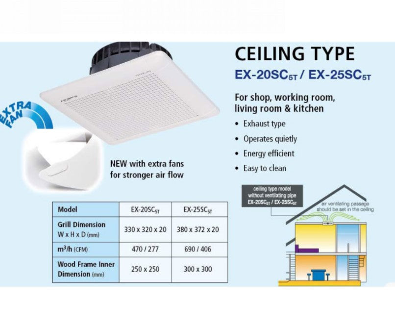 Mitsubishi Ventilation Fan EX20SC Exhaust Fan 8" EX-20SC5T