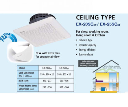 Mitsubishi Ventilation Fan EX20SC Exhaust Fan 8" EX-20SC5T