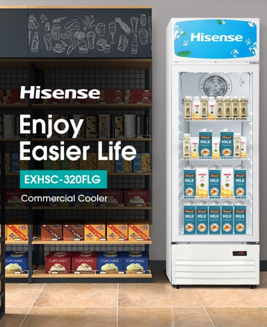 Hisense 382L Vertical Chiller EXHSC-382FLH / EXHSC382FLH Commercial cooler Showcase