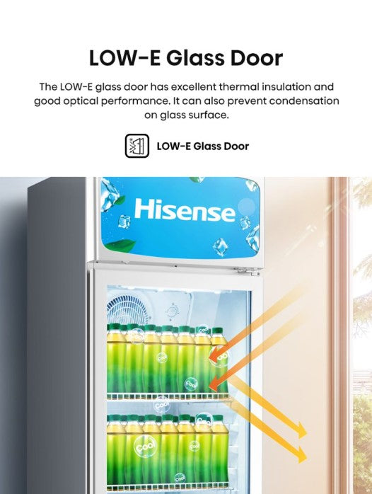 Hisense 382L Vertical Chiller EXHSC-382FLH / EXHSC382FLH Commercial cooler Showcase