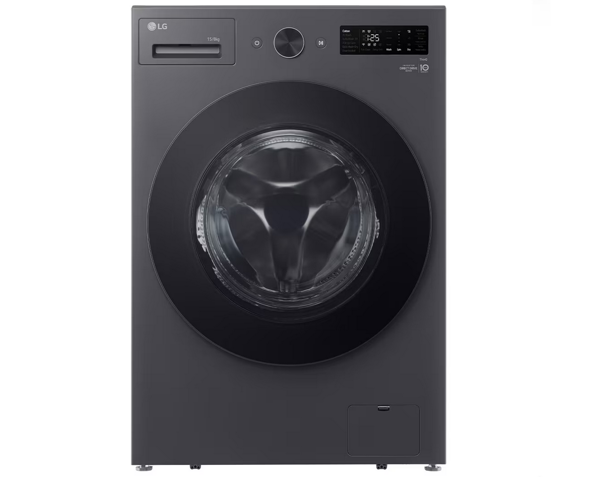 LG F2515RNEG 15/8kg Front Load Washer Dryer with with AI Direct Drive™ and TurboWash™
