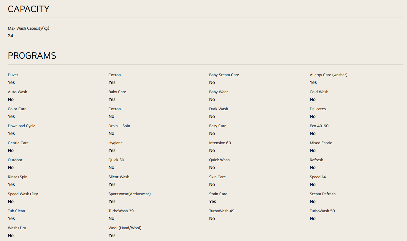 LG F2724SVRW 24kg Front Load Washer with AI Direct Drive™ and TurboWash™