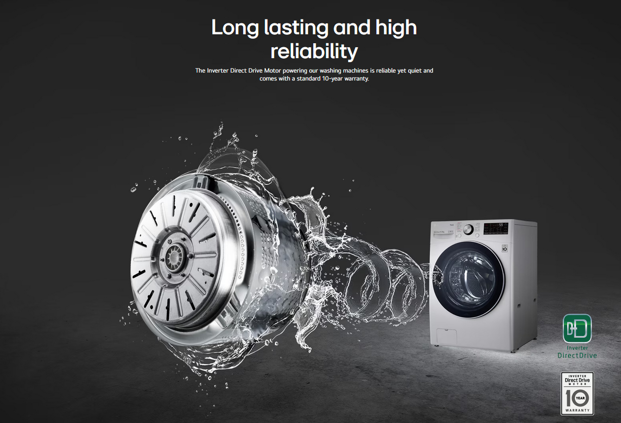 LG F2724SVRW 24kg Front Load Washer with AI Direct Drive™ and TurboWash™