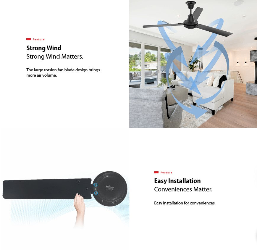 Toshiba 60" Ceiling Fan F-AXY60MY(B) 3 Blade FAXY60MYB 75W (Black)