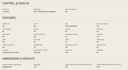 LG FB1209S6M 9kg Front Load Washer with 6 motion Inverter Direct Drive