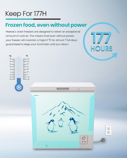 Hisense 248L FC258DAW Chest Freezer ( 5 star ) Fridge or Freezer refrigerator Peti Sejuk Beku