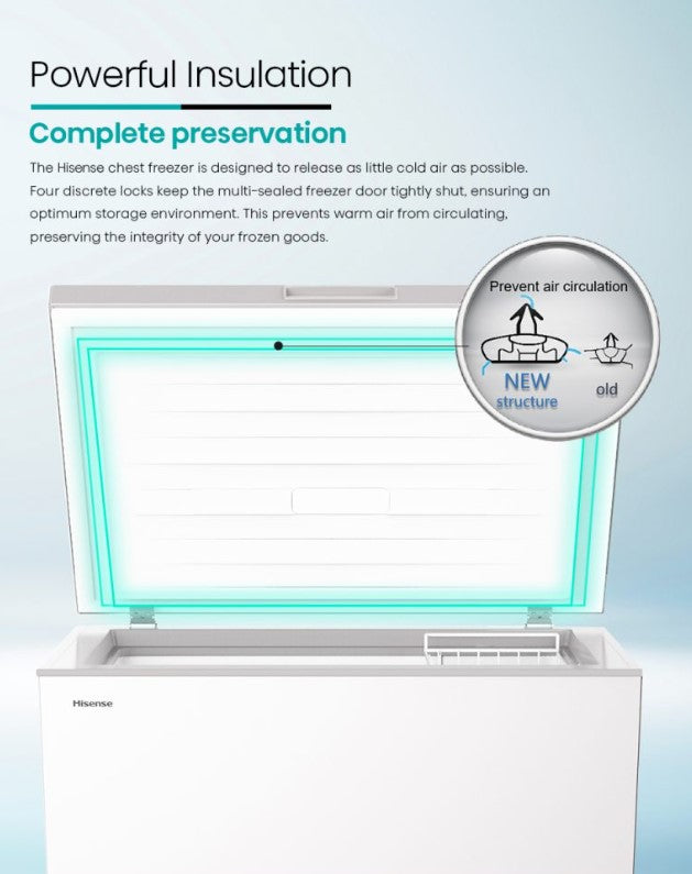 Hisense 248L FC258DAW Chest Freezer ( 5 star ) Fridge or Freezer refrigerator Peti Sejuk Beku