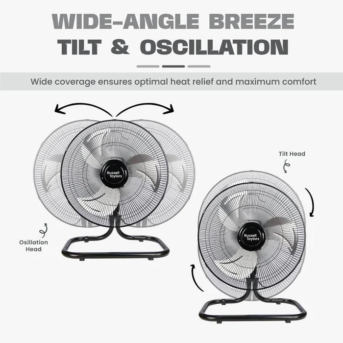 Russell Taylors Industrial 3-Blade Floor Fan 18 inch FF6