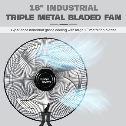 Russell Taylors Industrial 3-Blade Floor Fan 18 inch FF6