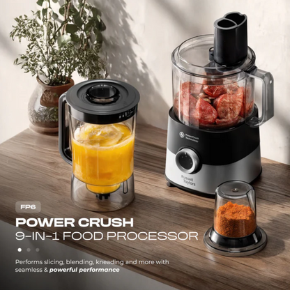Russell Taylors PowerCrush 9-in-1 Food Processor 1.5L 750W FP6 (Blend, Knead, Slice, Grind)