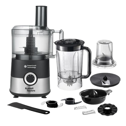 Russell Taylors PowerCrush 9-in-1 Food Processor 1.5L 750W FP6 (Blend, Knead, Slice, Grind)