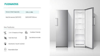 Hisense 320L FU286N3SS Inverter 2 in 1 Fridge or Freezer