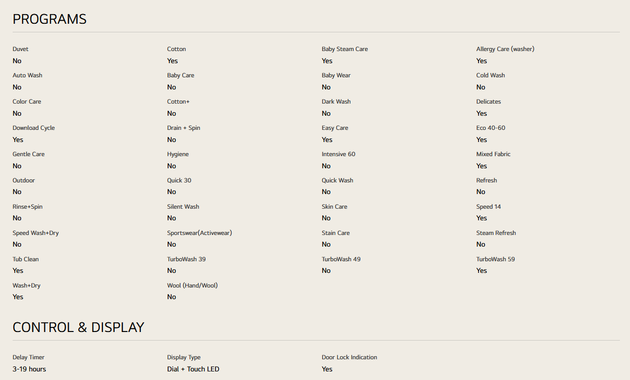LG FV1209D4W 9/5kg Front Load Washer Dryer with AI Direct Drive™, Steam™